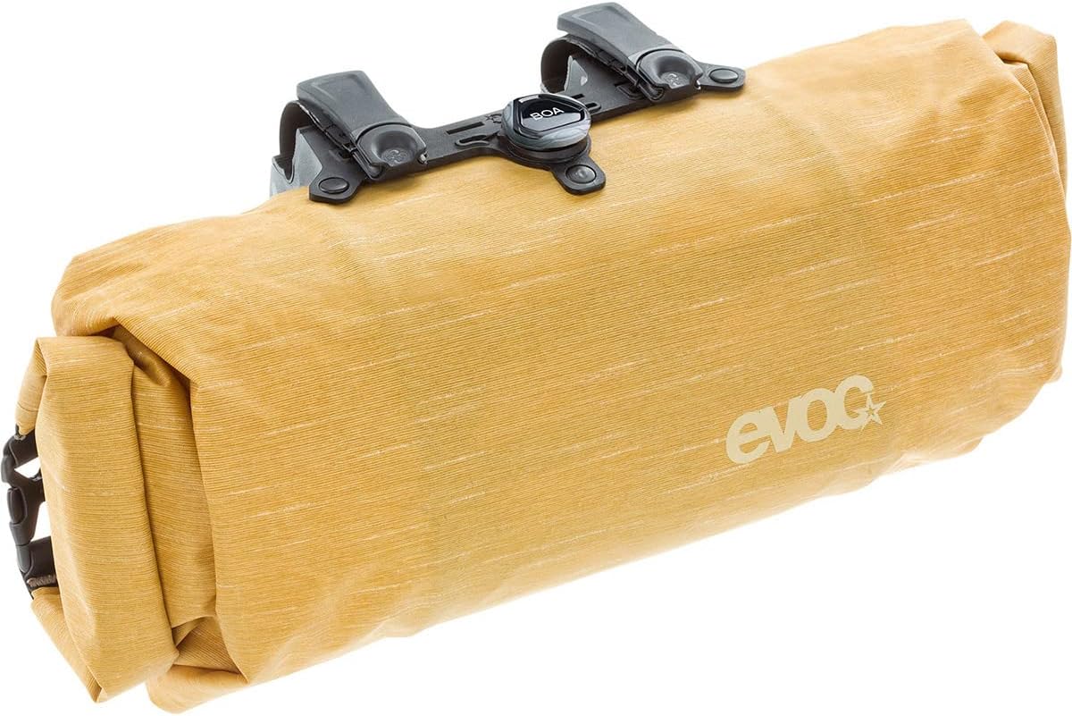 EVOC HANDLEBAR PACK BOA Handlebar Bag Bicycle Bag for Additional Storage Space (Size: M, 2.5 L Storage Space, BOA FIT System, Quick Access on Both Sides, Waterproof and Dirt-Repellent), Clay Yellow