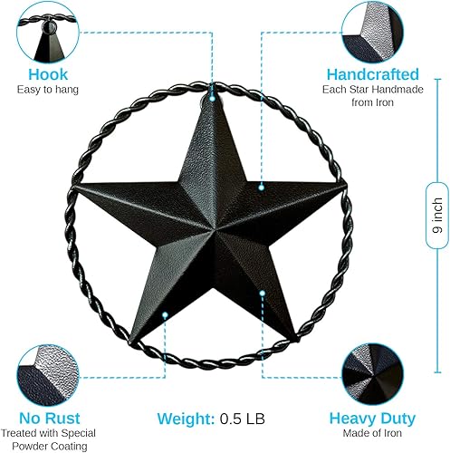 Miniatura 2 de Estrella de pared de metal de bronce oscuro – Estrella de granero, estrellas de metal para exterior o interior, estrella de Texas, decoración de