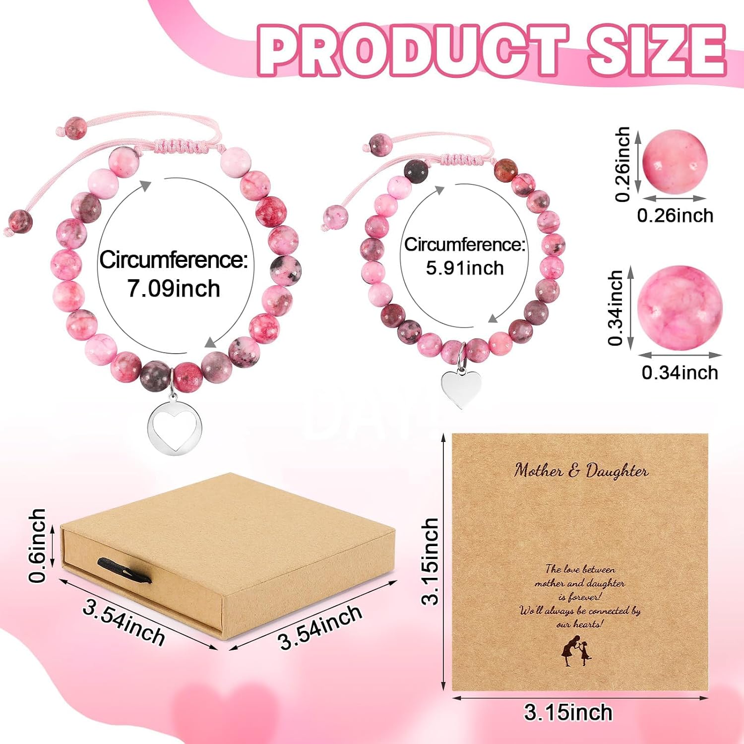 Mother Daughter Bracelets Mommy and Me Bracelets Natural Stone Beads Matching Mom Daughter Bracelets Mother's Day Birthday Gifts From Daughter
