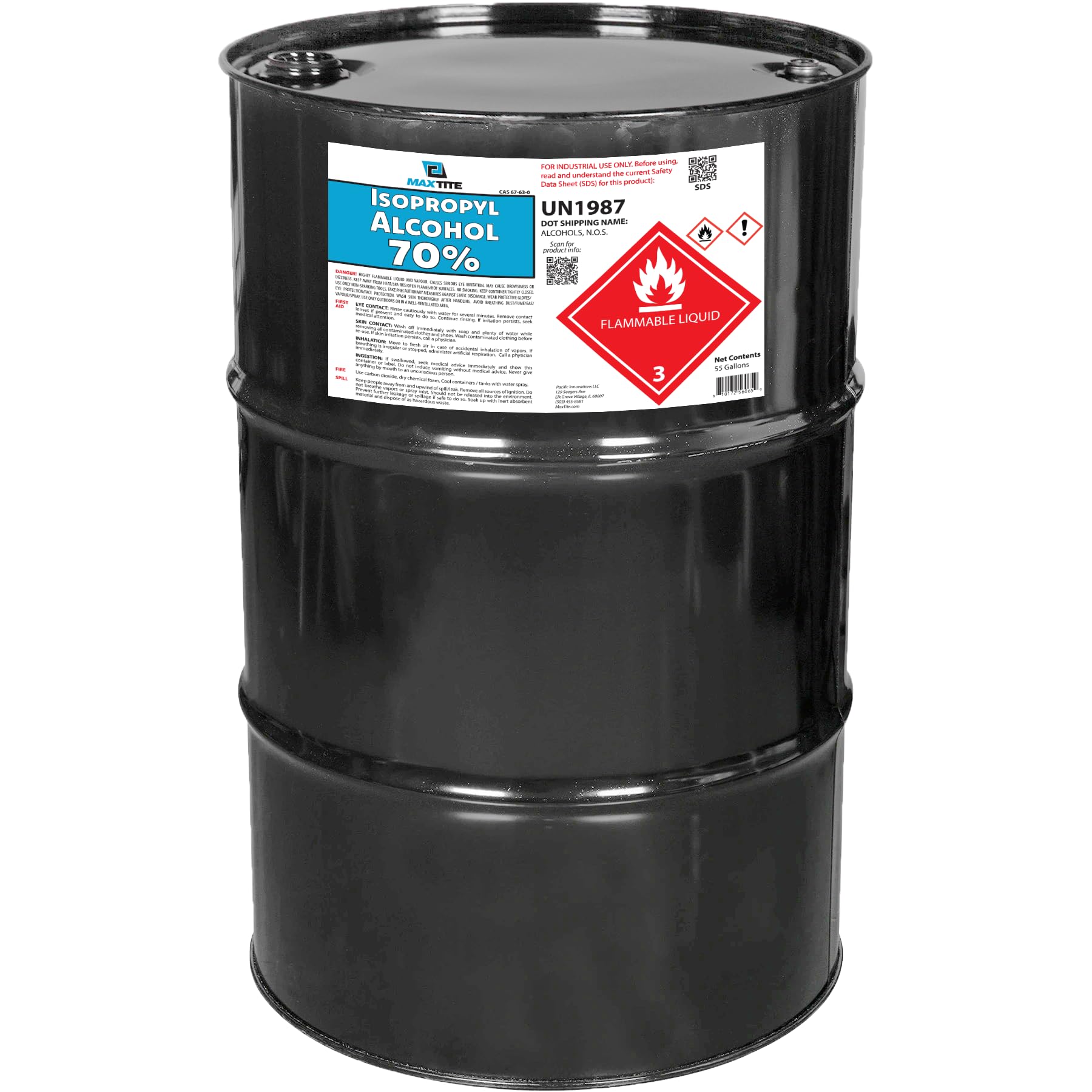 MAXTITE Isopropyl Alcohol 70% (55 Gallon Drum) - Made in The USA