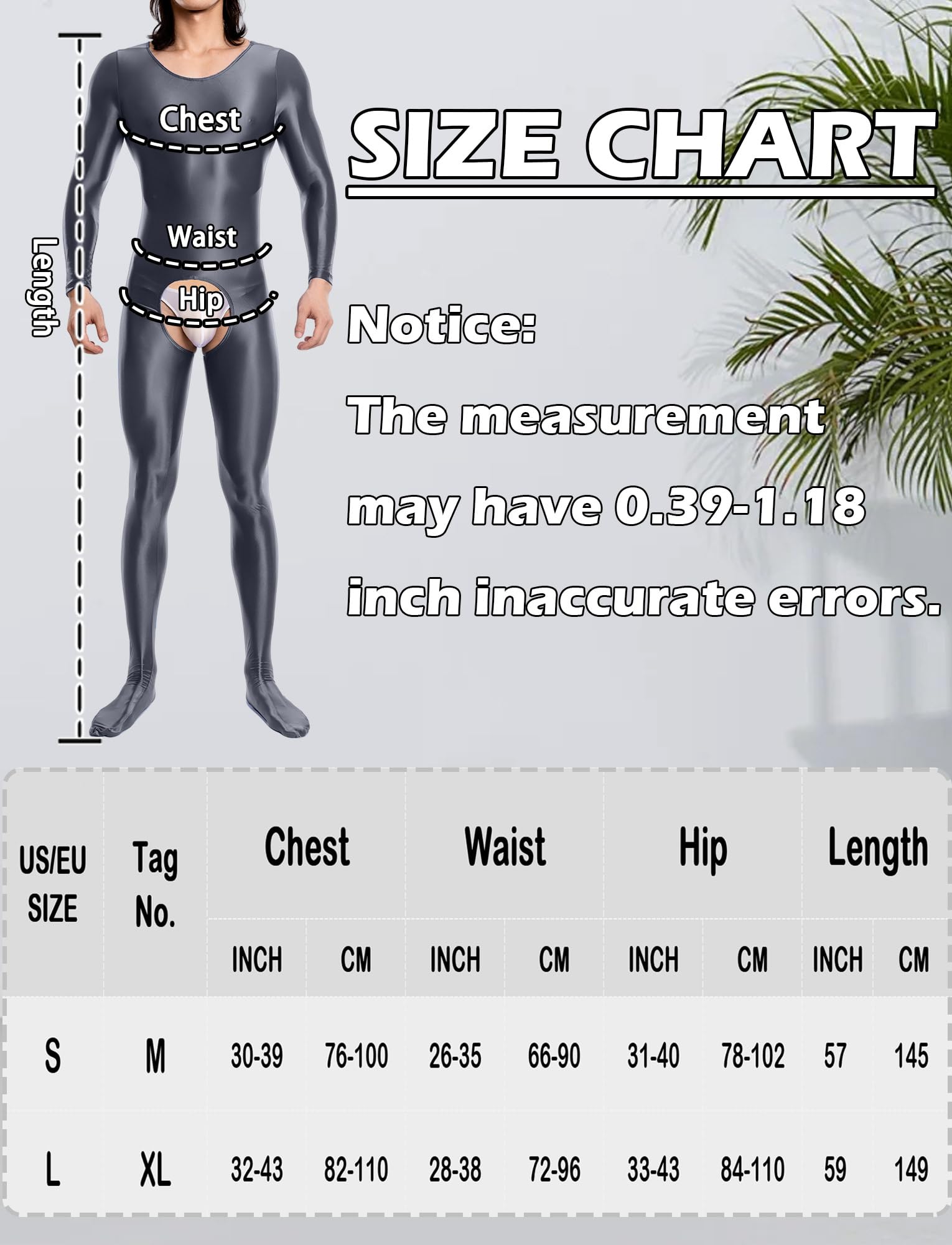 AIEOE Combinaison pour Homme Huileuse Brillant Lisse Body Intégrale Sexy Jumpsuit Leotard Eu S L