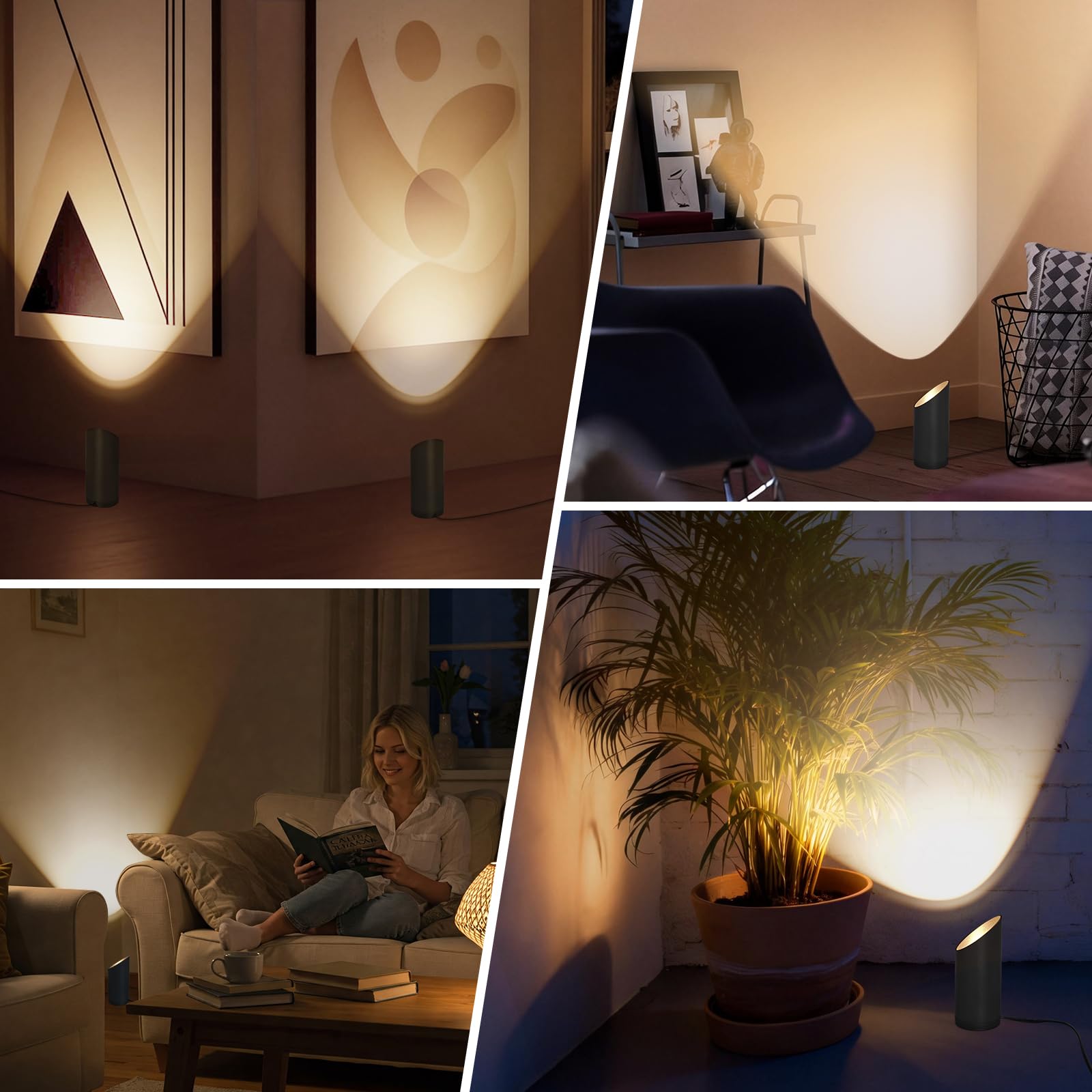 Idealife Lampa podłogowa LED do wnętrz, lampa podłogowa 7 W, 3000 K ciepła biel kryty reflektor LED z żarówką 520LM GU10 LED, reflektor z przełącznikiem nożnym do oświetlenia roślin i sypialni