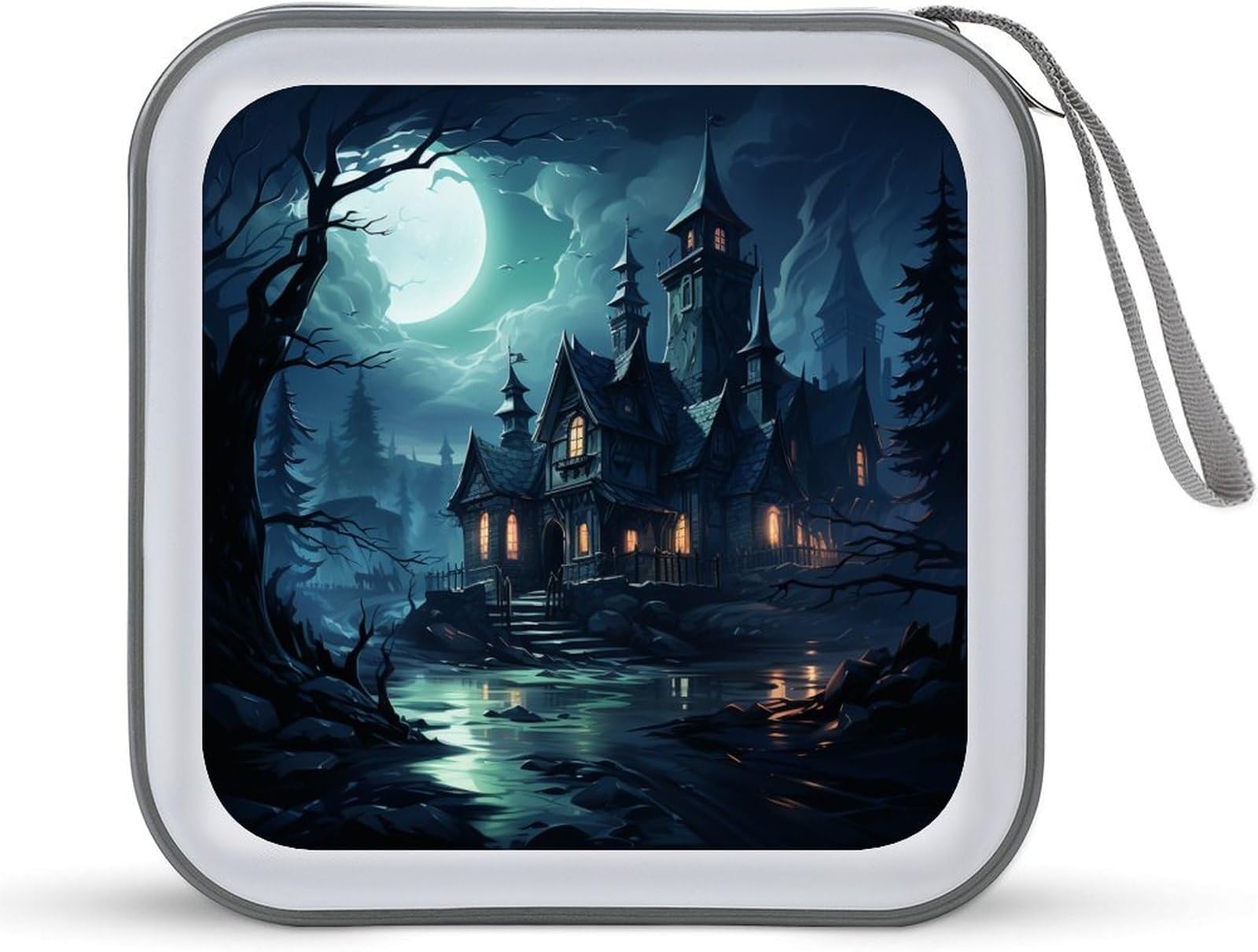 CD Case, 40 Capacity CD/DVD Storage Case, Portable DVD Hard Plastic Case Holder, CD Organizer book Disc Cases Storage Binder for Car Home Office Travel - Halloween Castle
