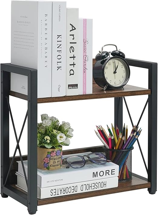 Giikin Vintage Desktop Storage Organizer Shelves, Wood Desk