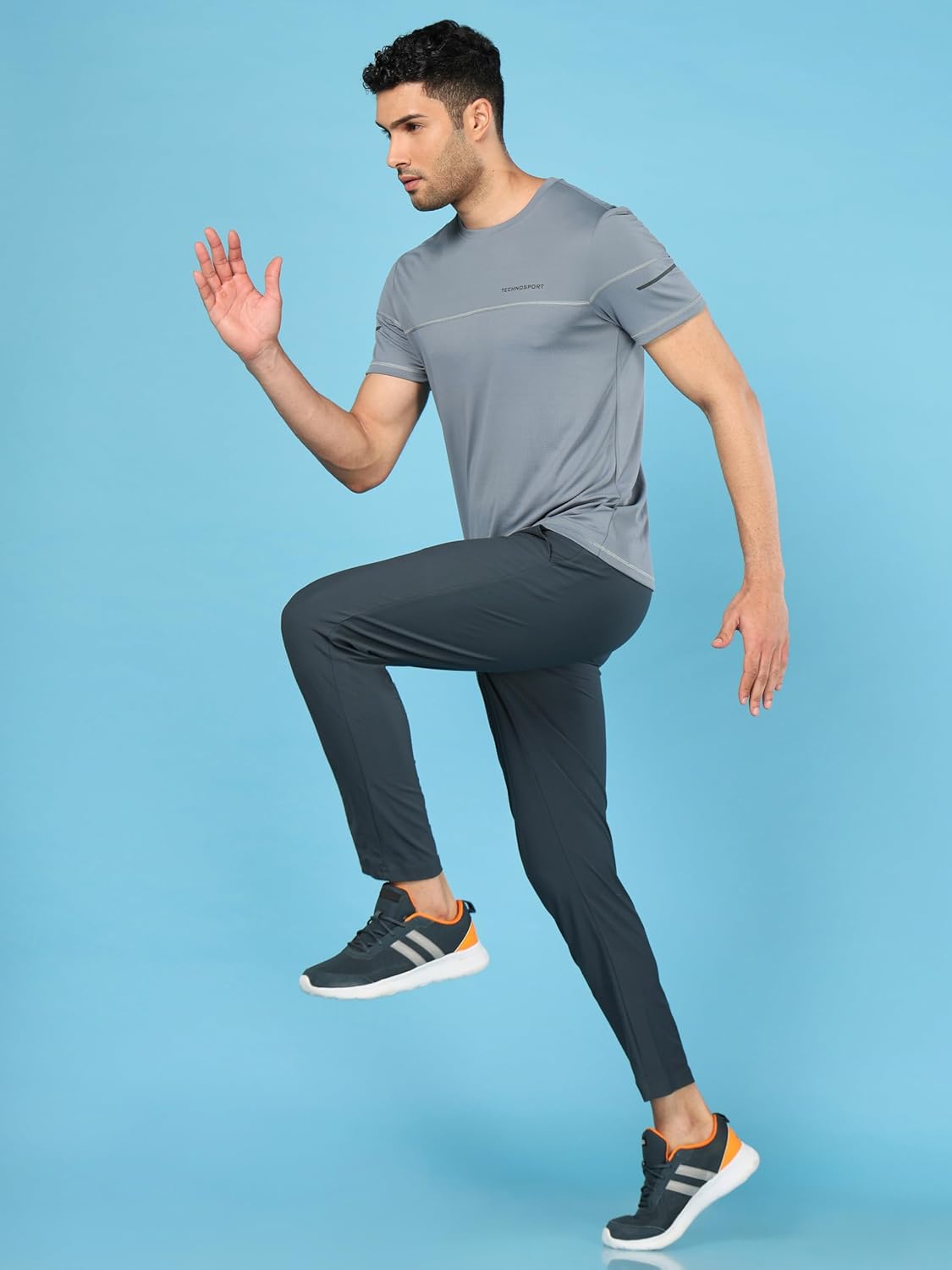 TECHNOSPORT Men Polyester Slim Fit Crew Neck Half Sleeve Self Design Textured T-Shirt, SPF 50+, Odour Free and Quick Dry offers donot miss 4 TECHNOSPORT Men Polyester Slim Fit Crew Neck Half Sleeve Self Design Textured T-Shirt, SPF 50+, Odour Free and Quick Dry offers donot miss