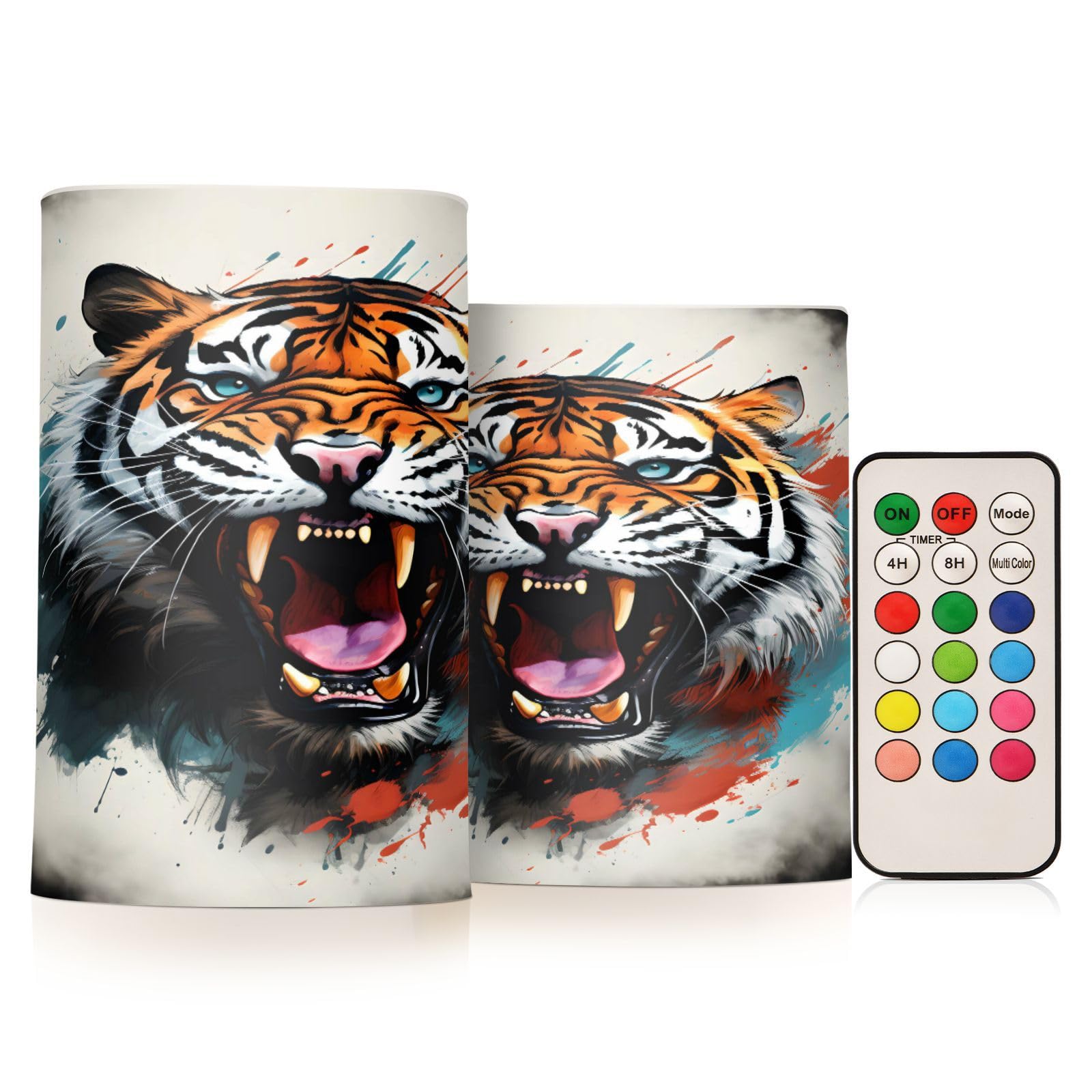 ALAZA Tiger (14) Flickering Flameless Candles Battery Operated with Remote Timer,Tea Light Candles LED Pillar Votive Candles Set of 2 for Outdoor Indoor Decorations