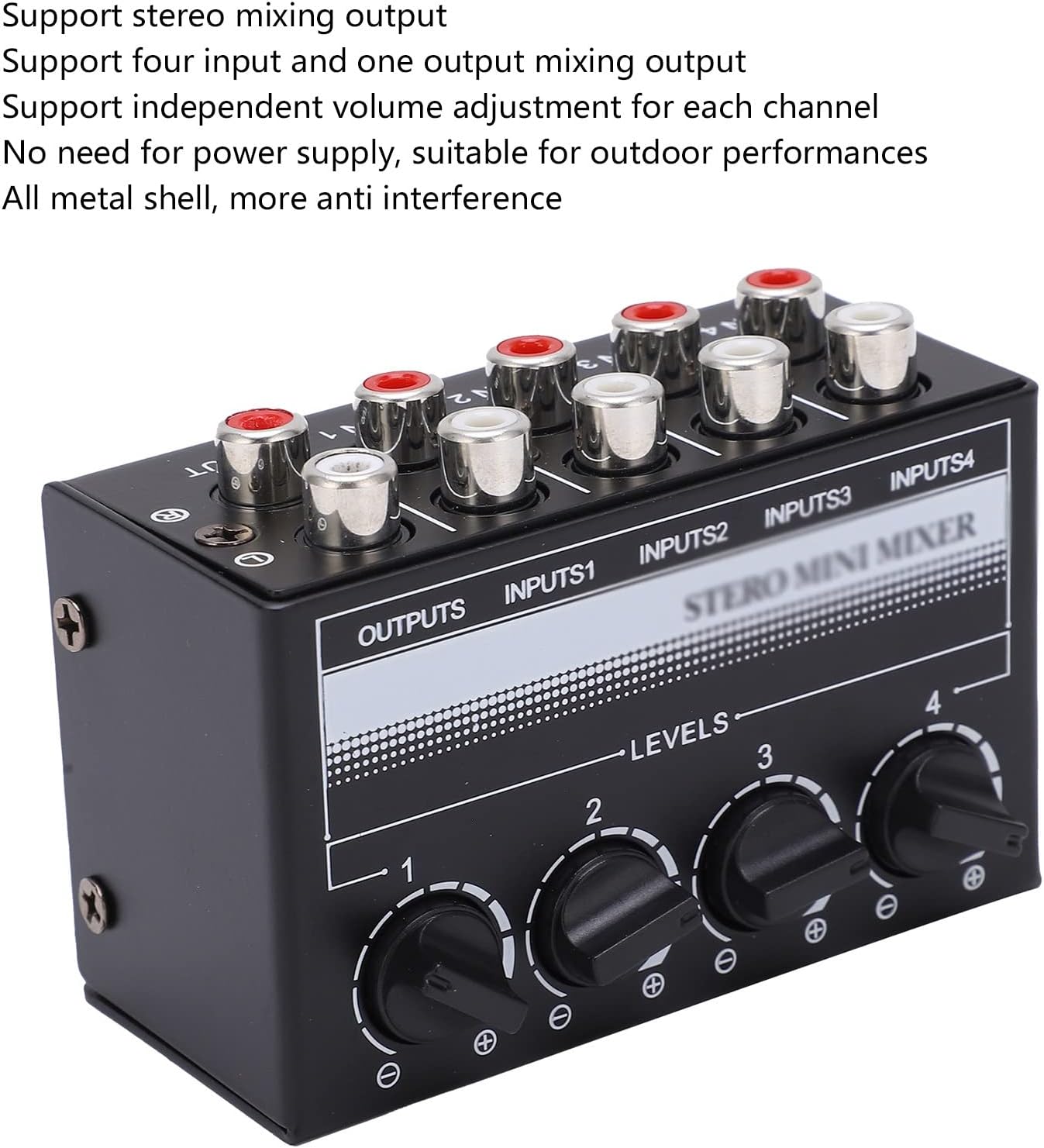 Stereo Mini Mixer Passive Audio Signal Controller 4 Channel Hub for Outdoor Performancemore anti interference good sound quality