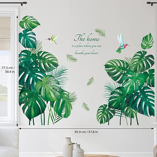 Miniatura 5 de DECOWALL SG2-2210 - Calcomanías de pared de hojas tropicales para plantas, hojas verdes de palmera, para dormitorio, oficina, sala de estar,