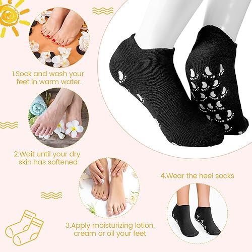 Miniatura 5 de JaGely 6 pares de calcetines hidratantes, calcetines de gel suave para pies secos y agrietados, pieles forradas de gel para el cuidado de los pies,