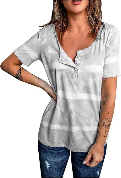 Amazon.com: YASOU Camisetas de verano para mujer casual 2022, talla grande,  camiseta estampada a rayas, chaleco de manga corta con cuello en V, 3-  Gris, XL : Ropa, Zapatos y Joyería