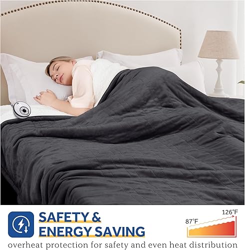 Miniatura 2 de Sealy Manta térmica eléctrica, manta de calentamiento rápido, franela Sherpa de tamaño matrimonial, lavable a máquina, calentador de apagado