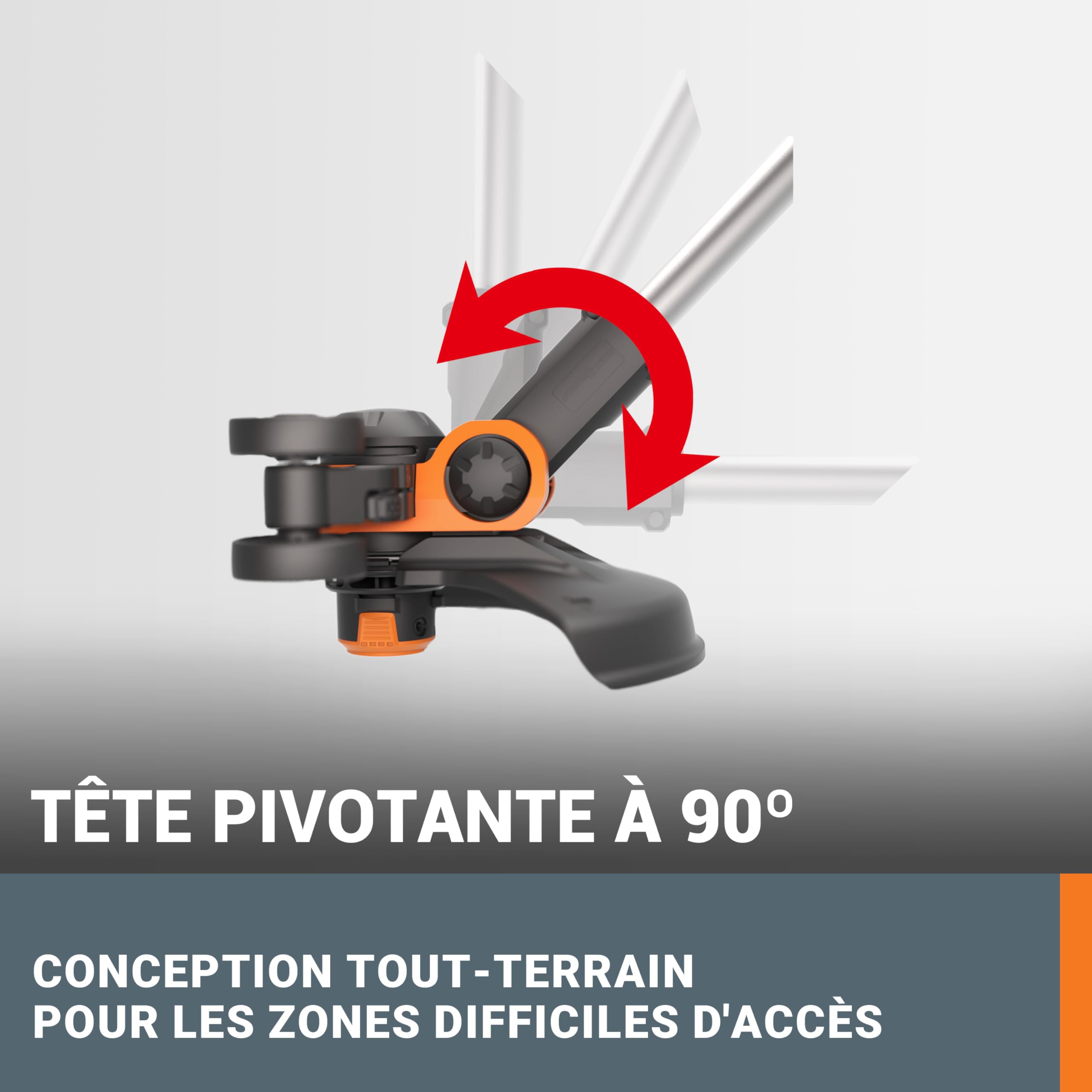 WORX 20V Coupe-Bordures et Dresse-Bordures sans Fil WG163E.3, PowerShare, Diamètre de Coupe 30 cm, Tête Inclinable à 90°, Poignée et Manche Réglables, 2 Batteries 2Ah et 1 Chargeur Inclus