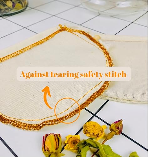 Miniatura 3 de Bolsas de filtro de té de algodón reutilizable (paquete de 3) - Filtro lavable, orgánico, ecológico, 100% algodón sin blanquear (tetera, paquete de