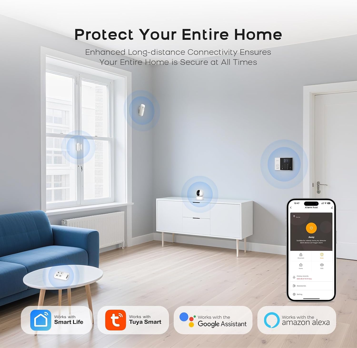 PGST 22 Piezas Sistema de Alarma WiFi/4G con Camara,Compatible con Alexa | Kit de Seguridad para el Hogar con Smart Life App,Detector de Movimiento,Sensores de puerta,Compatible con Google Home