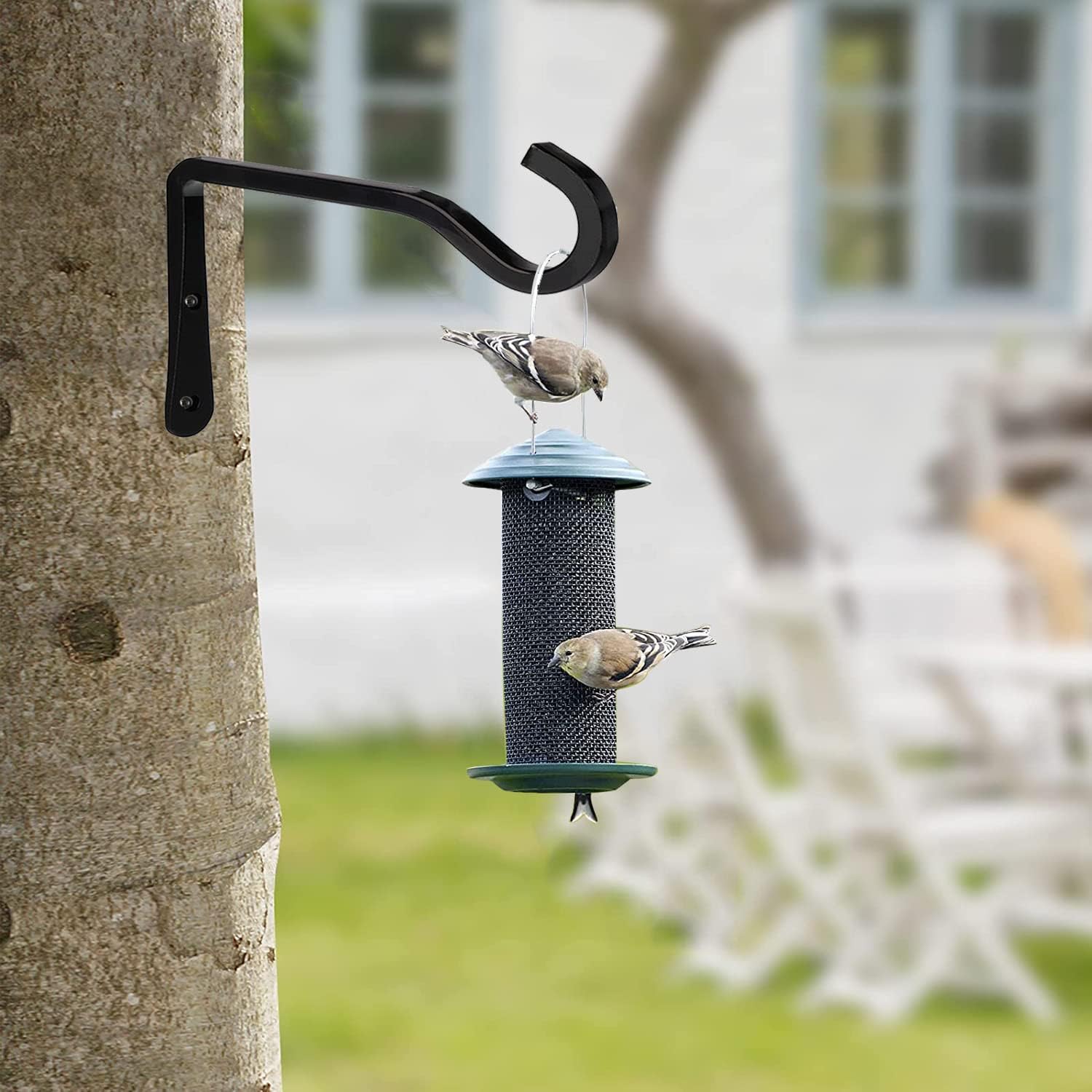 AYSUM 6 Pack Metal Hanging Brackets, 6 Inch Wall Hooks for Hanging Plants, Bird Feeders, Lanterns, Wind Chimes (Includes Mounting Hardware)