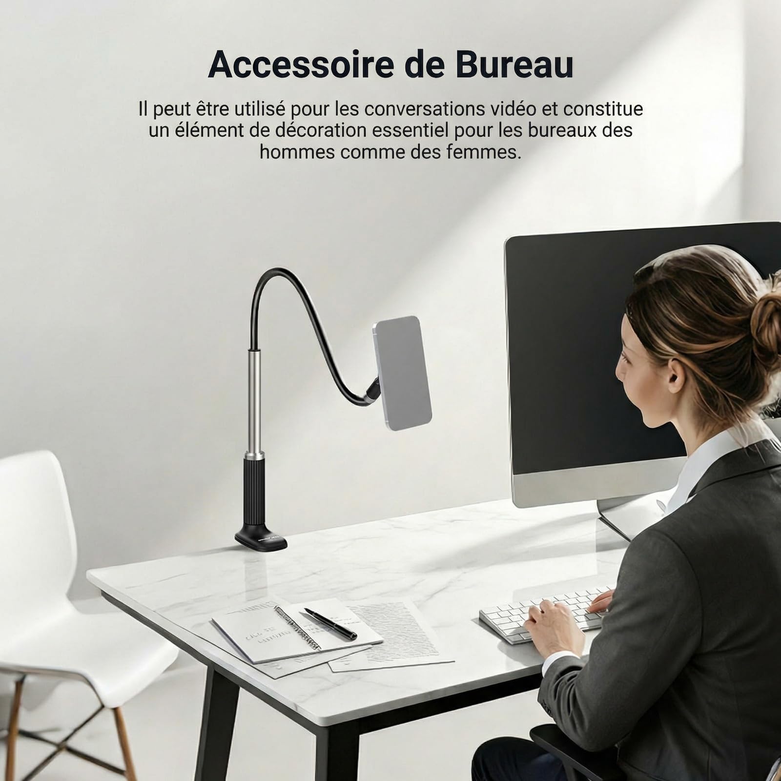 NEEWER Basics Support Magnétique pour Téléphone, Fixation à 360° pour Bureau, Bras Flexible, Compatible MagSafe iPhone Android et Samsung, Idéal pour l'Enregistrement Vidéo au Lit, PA151 Noir