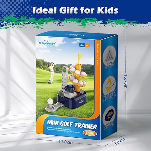 Miniatura 7 de EagleStone Juego de golf para niños con sombrero juego de juguetes de golf con 15 pelotas de golf de entrenamiento equipo de clubes juego de