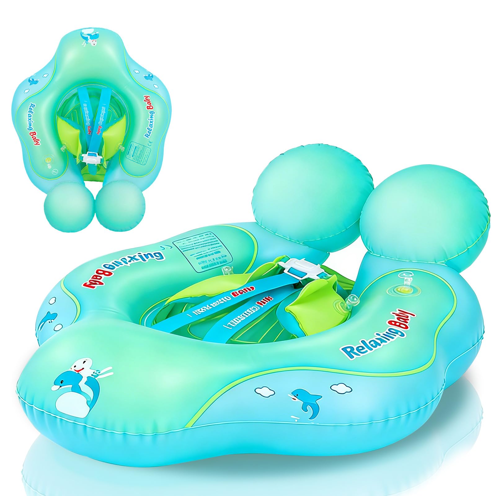 Newborn Baby Swimming Float 8-24 Months Inflatable Baby Float with Adjustable Seat 1-2 Years,Blue Baby Swimming Ring Pool Water Floats Inflatable Baby Swim Floats Ring for Toddlers Infant Babies