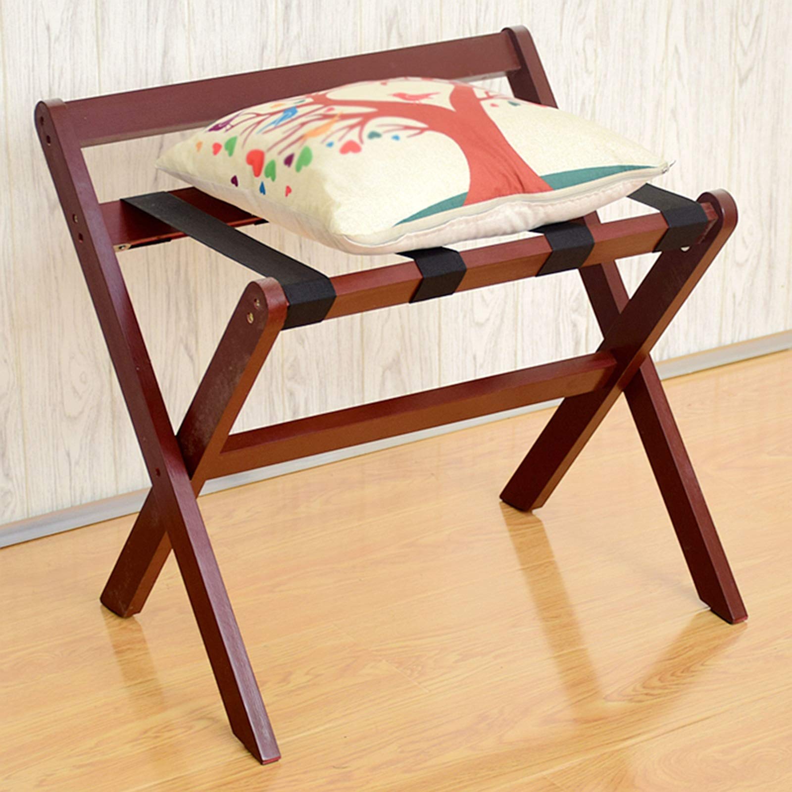 Porte-bagages en bois massif rouge 60x48x55 cm pour chambre et hôtel