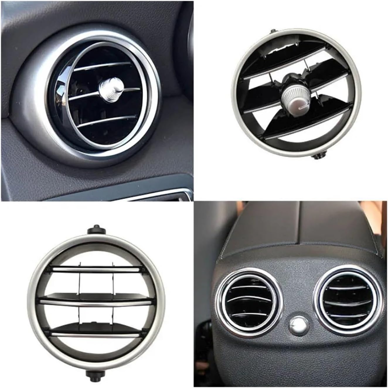 Car air conditioning outlets W205 W253 Left Right Middle Vent Grille Air Conditioning Outlet Cover Fit For Benz C GLC Class C180 C200 GLC300(Silver Black Rear)