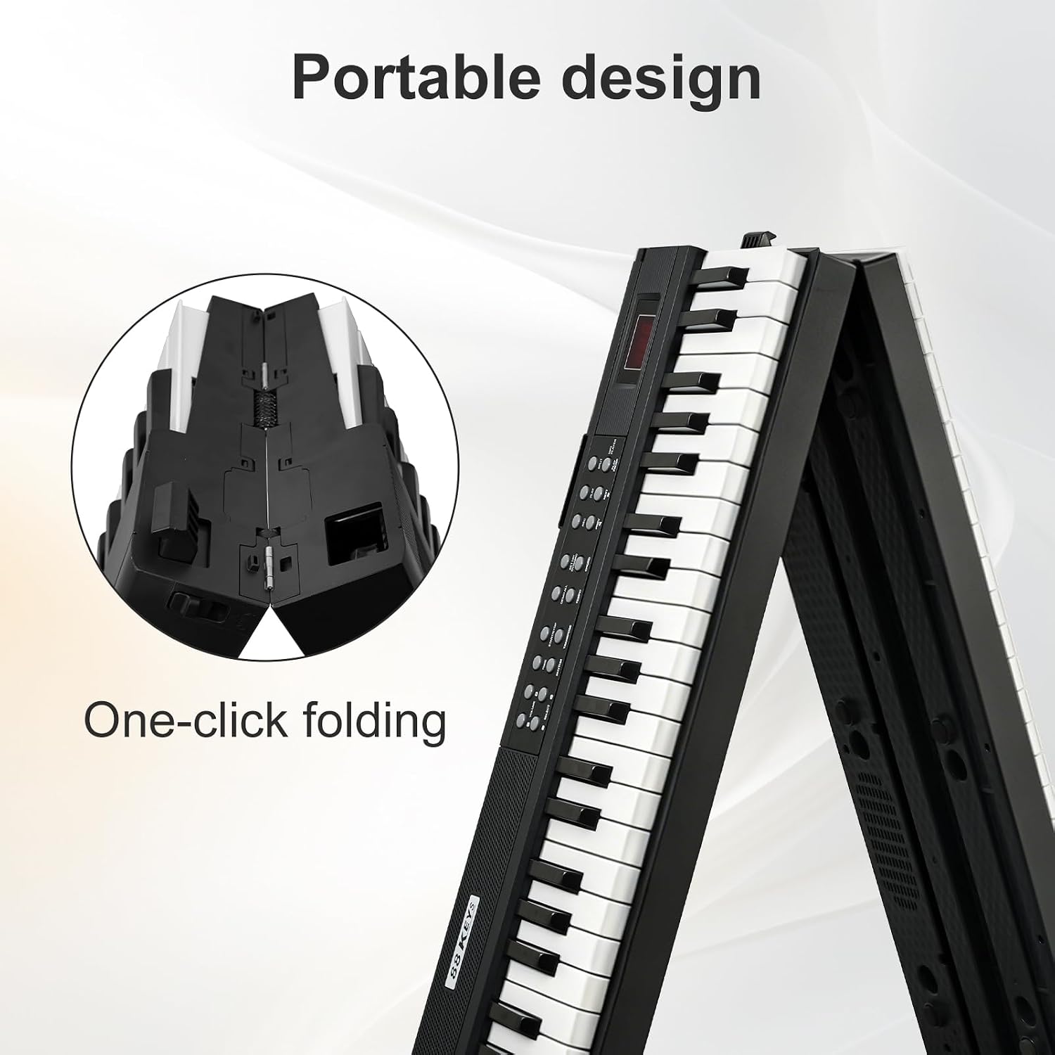 Foldable Piano Keyboard 88 Keys, Full Size Portable Digital Piano with Semi Weighted Keys, Electric Piano Keyboard with Sustain Pedal, Carry Bag and Headphones for Beginners Adults