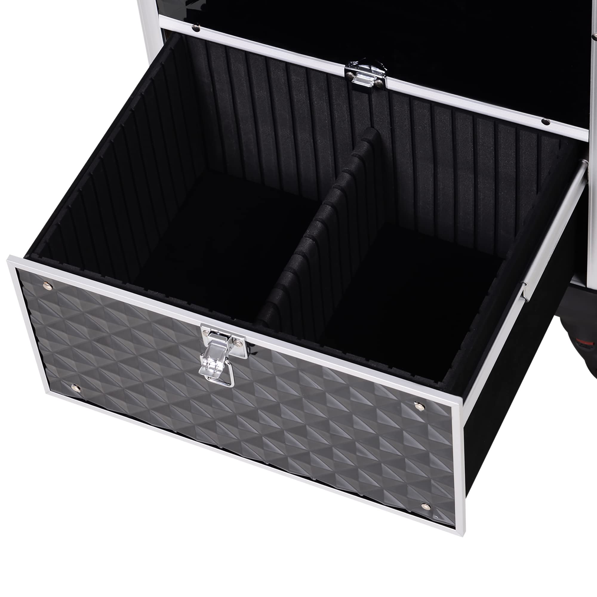 Walizka Wózek Kosmetyczka z Regulowaną Teleskopowa Rączka 34L x 25W x 62H cm Alu. Czarny