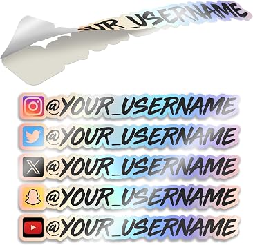 VulgrCo Custom Social Media Stickers Compatible with Instagram, Facebook and YouTube, Personalised Handles and Logos, Custom Car Sticker for Social Media, Car Decals