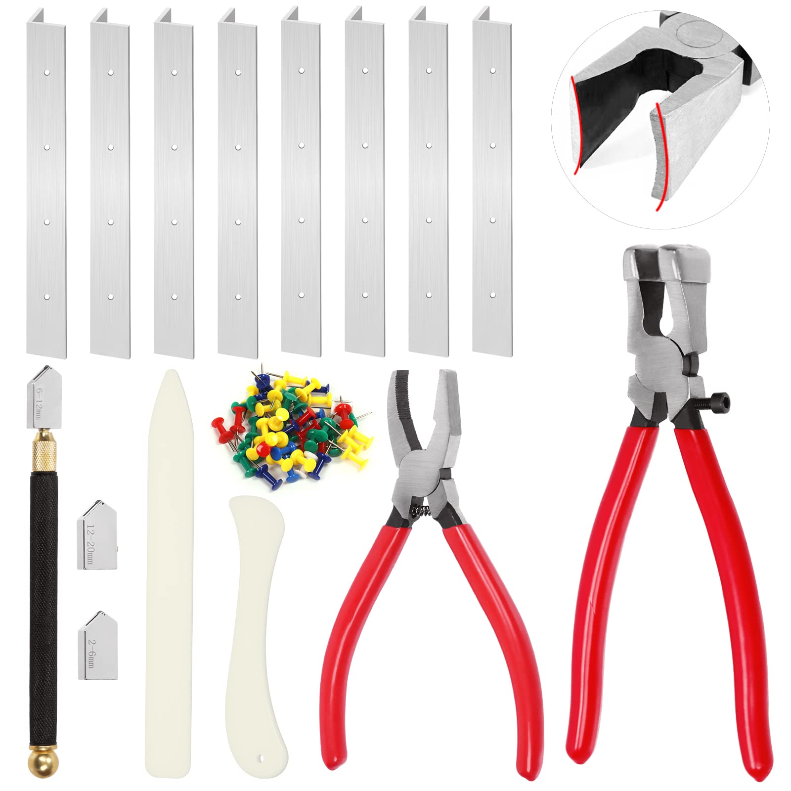 Swpeet 55Pcs 6 Inch Layout Block System with Glass Running Breaking Pliers and Glass Cutter Assortment Kit, Platic FID