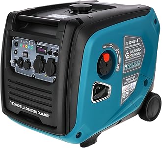 Könner & Söhnen KS 4000iEG S portable LPG/petrol inverter generator 4000W, UK Standard Plug & 230V 2 x 13 Amp Plug Sockets, 2 USB ports, electric start dual fuel generator,silent inverter generator