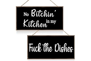 Jetec 2 Pieces Funny Kitchen Signs the Dishes Hanging Wall Art Sign...