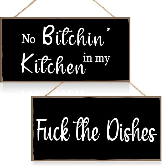 Jetec 2 Pieces Funny Kitchen Signs the Dishes Hanging Wall
