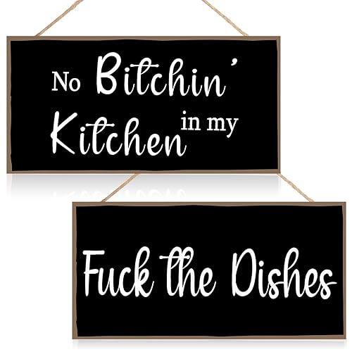 Jetec 2 Pieces Funny Kitchen Signs the Dishes Hanging Wall