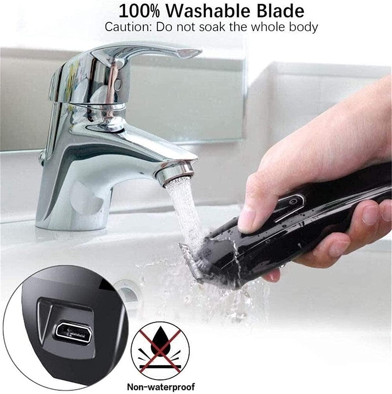 Cortapelos para hombres, kit recortador de barba 6 en 1, inalámbrico, de precisión, resistente al agua, recargable por USB.