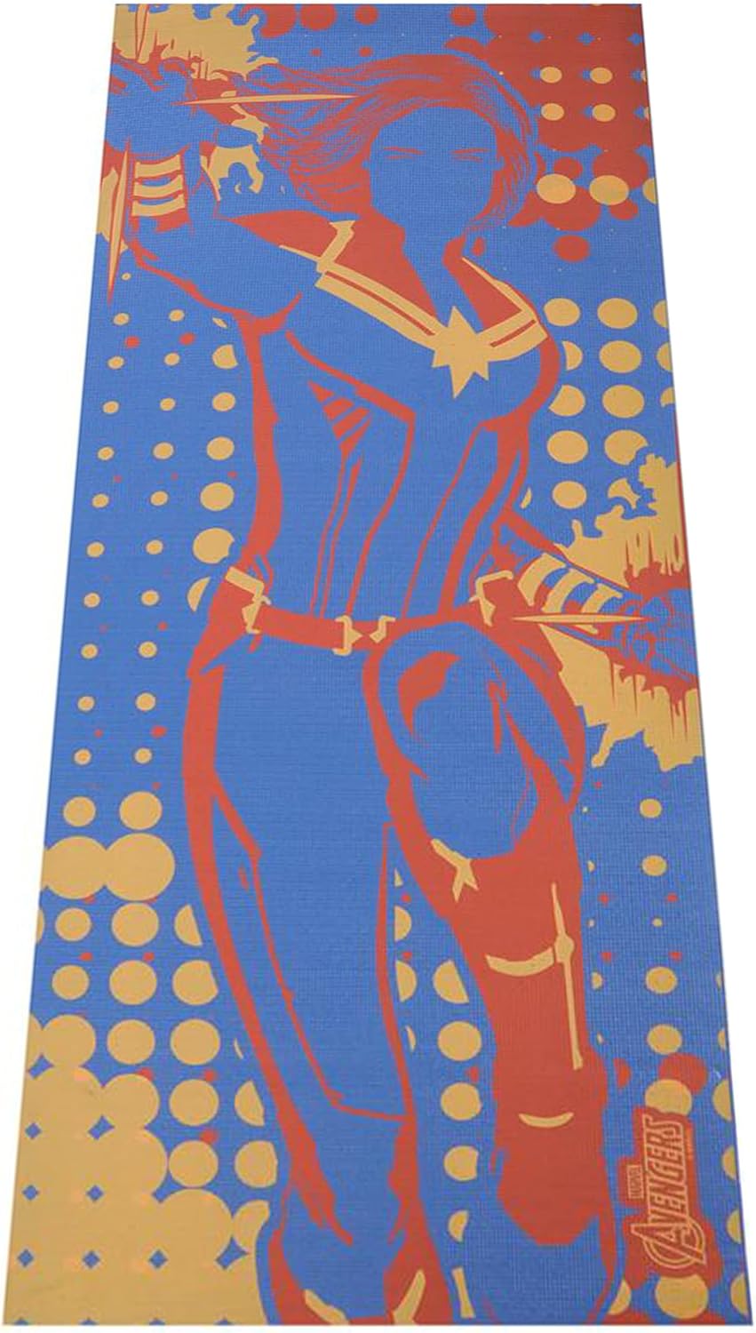 Marvel Captain Marvel Kids Yoga Mat Non Slip for Boys and Girls, All Purpose, PVC, Fitness and Workout Accessories, Navy, 3 mm