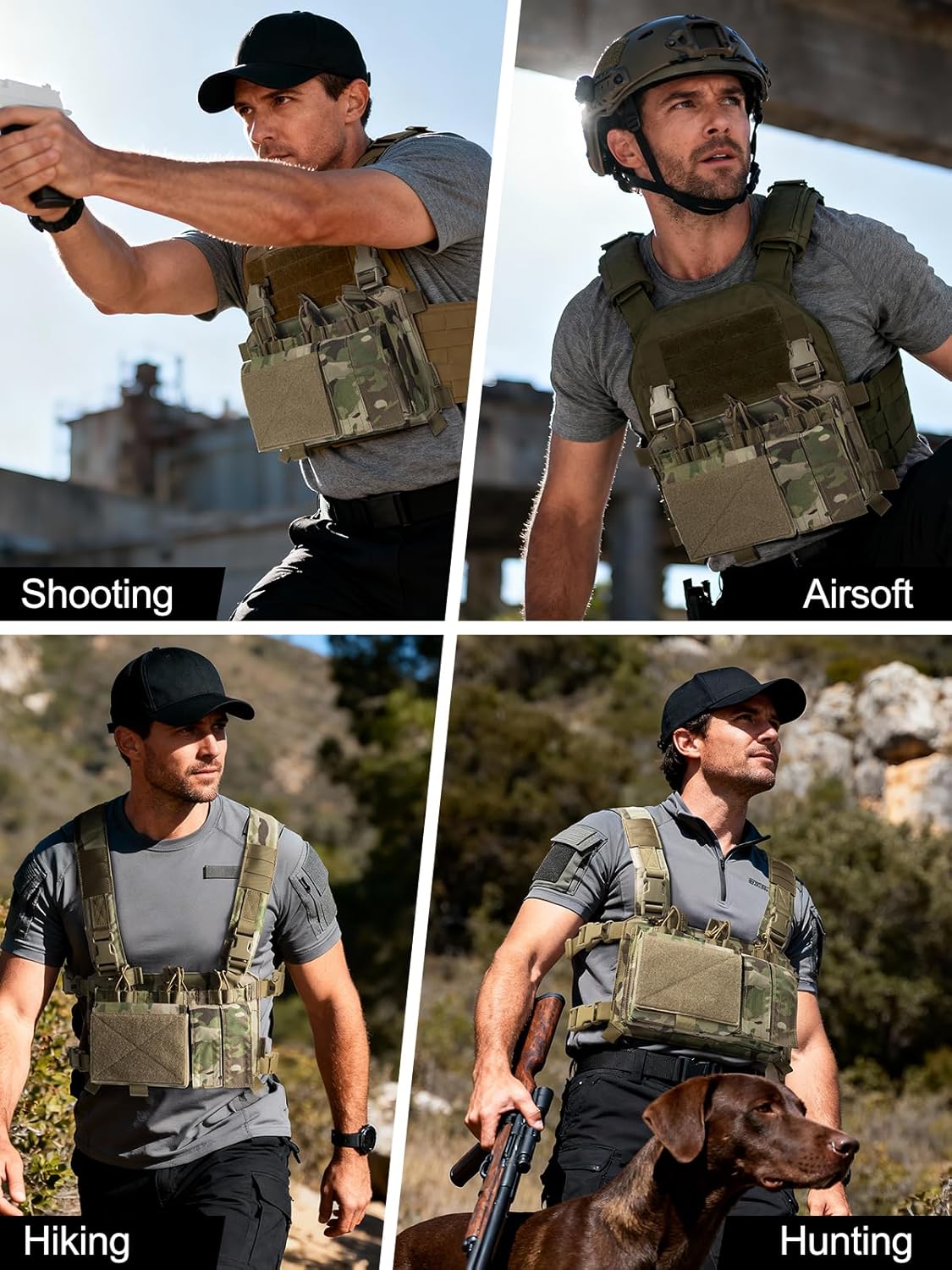 OneTigris Triple Mag Pouch with Utility Pouch Tactical Placard for M4 Magazines & Pistol Magazines