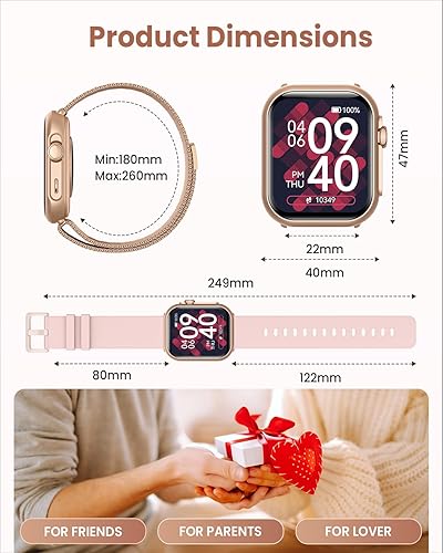 Miniatura 8 de Reloj inteligente para AndroidiPhone, relojes de fitness de 5 ATM para mujeres con más de 110 modos deportivos, llamadas Bluetooth, mensajes,