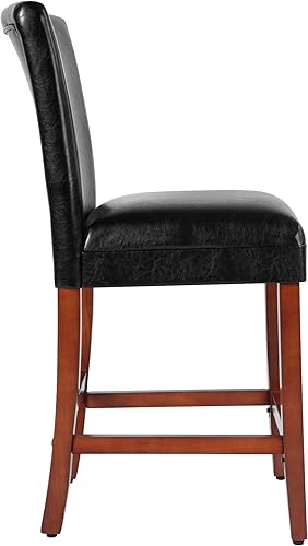 Miniatura 6 de HomePop Home Decor - Taburete de bar clásico con altura de mostrador, juego de 1, taburete de bar tapizado de piel sintética de 24 pulgadas, muebles