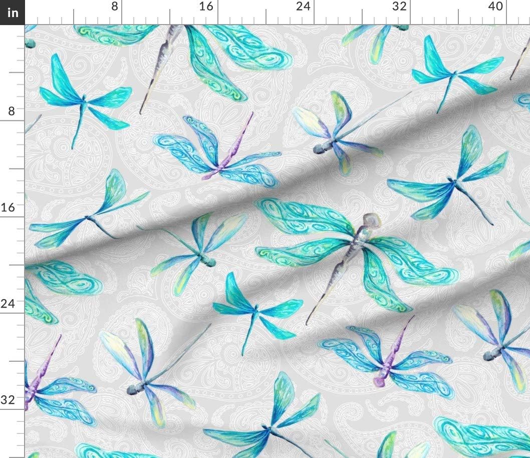 Spoonflower Fabric - Dragonflies Paisley Dragonfly Insect Whimsical Pretty Watercolor Printed on Petal Signature Cotton Fabric by The Yard - Sewing Quilting Apparel Crafts Decor