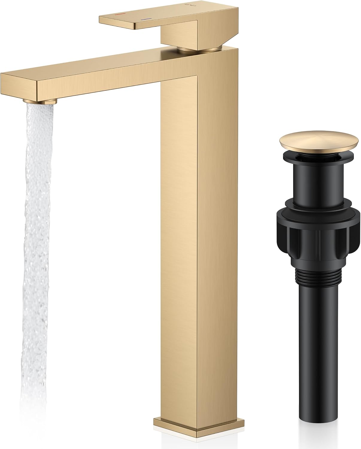 KENES Champagne Bronze Vessel Sink Faucet 1 Handle, Tall Bathroom Faucet | Vessel Bowl Faucet with Pop Up Drain & Supply Lines, Lead-Free cUPC & NSF Certified, 1 Hole Faucet for Vanity RV Restroom