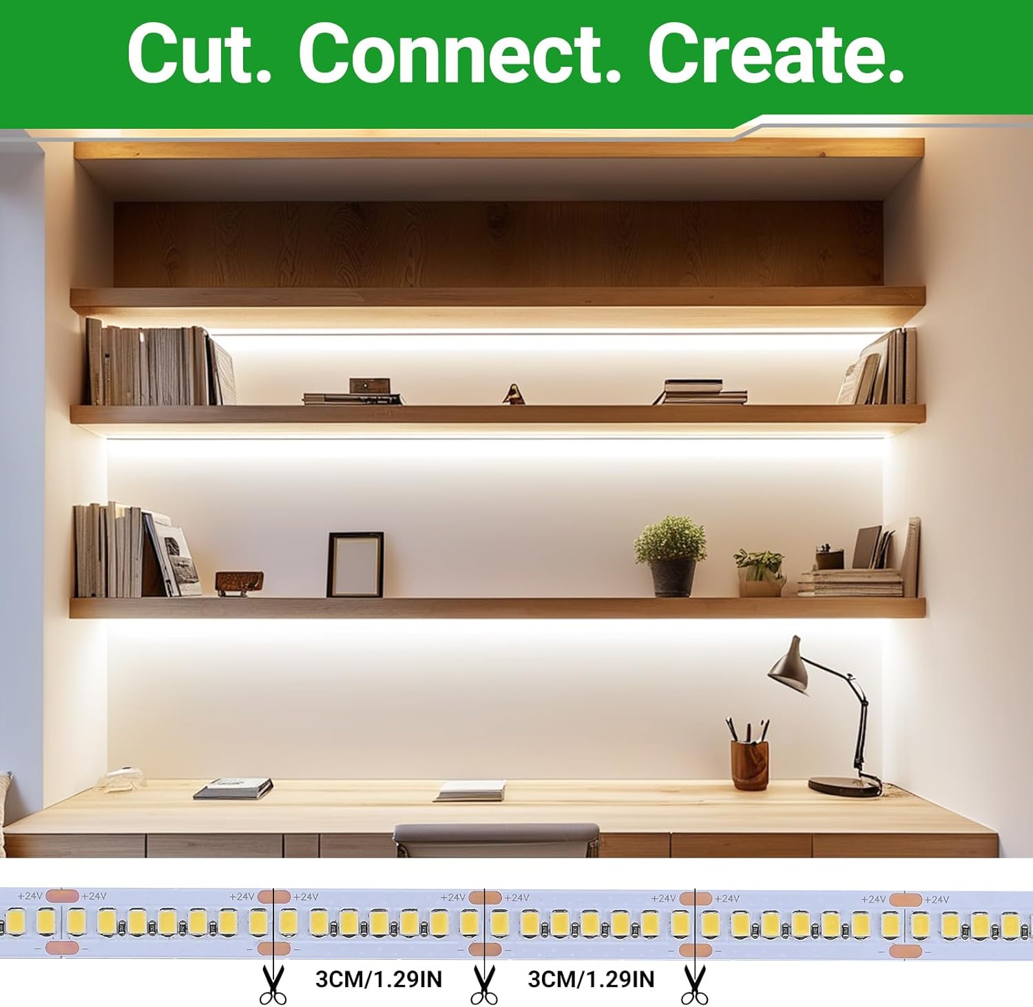 JOYLIT 24V UL LED Strip Lights 16.4ft 4000K Natural White 817lm/ft Ultra Bright CRI 92+ Non Waterproof, Premium PRO 1190LEDs SMD2835 13400lm Indoor Tape Light for Commercial, Industrial, Residential