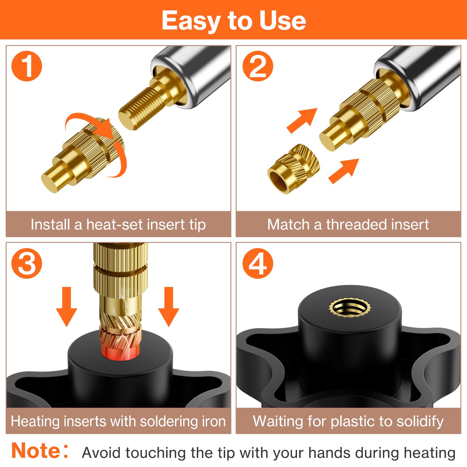 M3 Insert Fileté, Preciva Jeu de vis Filetées,Kit de Fer à Souder(200~500℃), 360 Pièces Insert Fileté Metal M3 avec vis boulon assorties,Accessoires compatibles avec les Imprimantes 3D