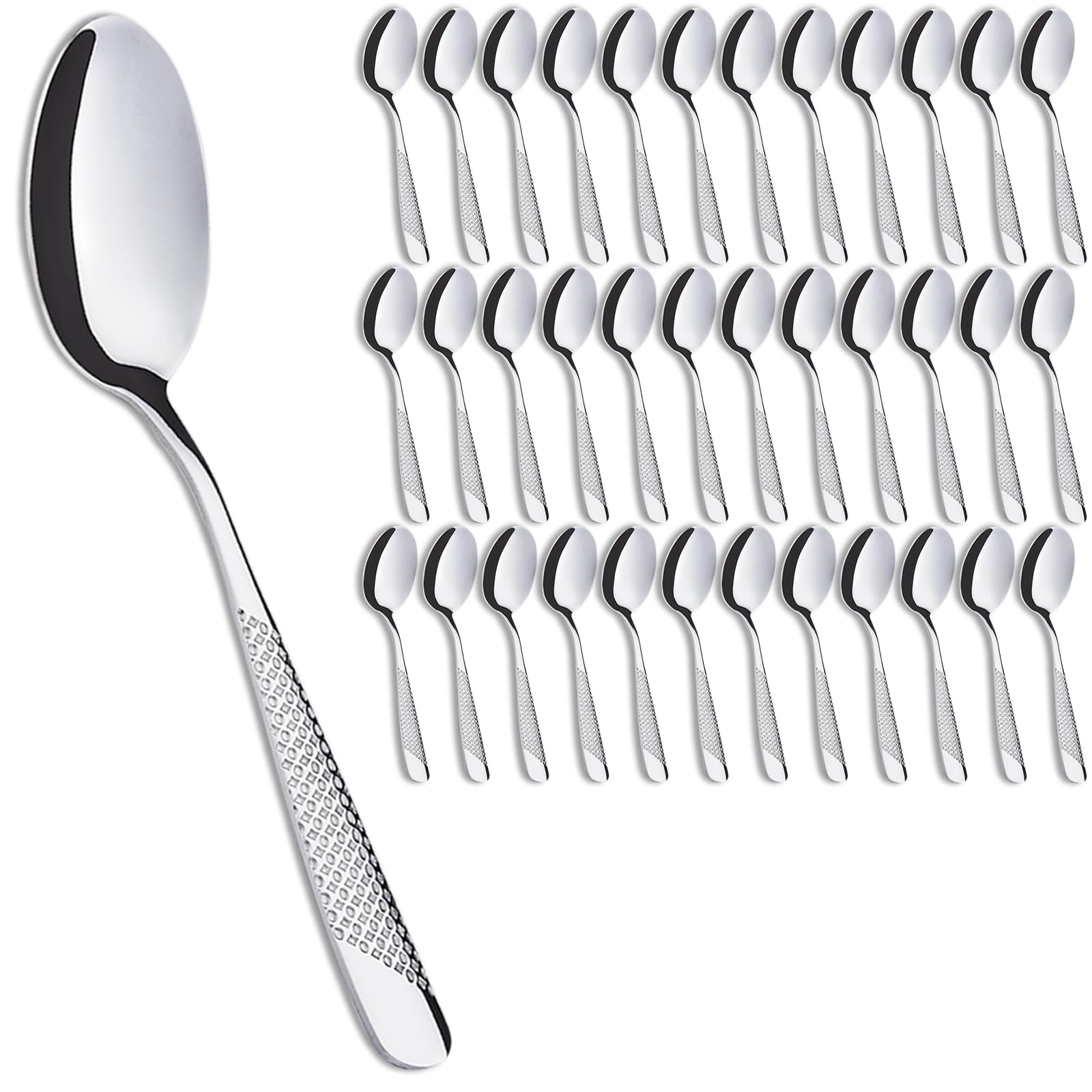 Set di 36 Cucchiaini da caffè, 15 cm (5,91 pollici), Joeczo Set di cucchiaini in acciaio inossidabile per Caffè/Tè/Dessert, Lavabile in lavastoviglie, Manici con motivo stella e diamante