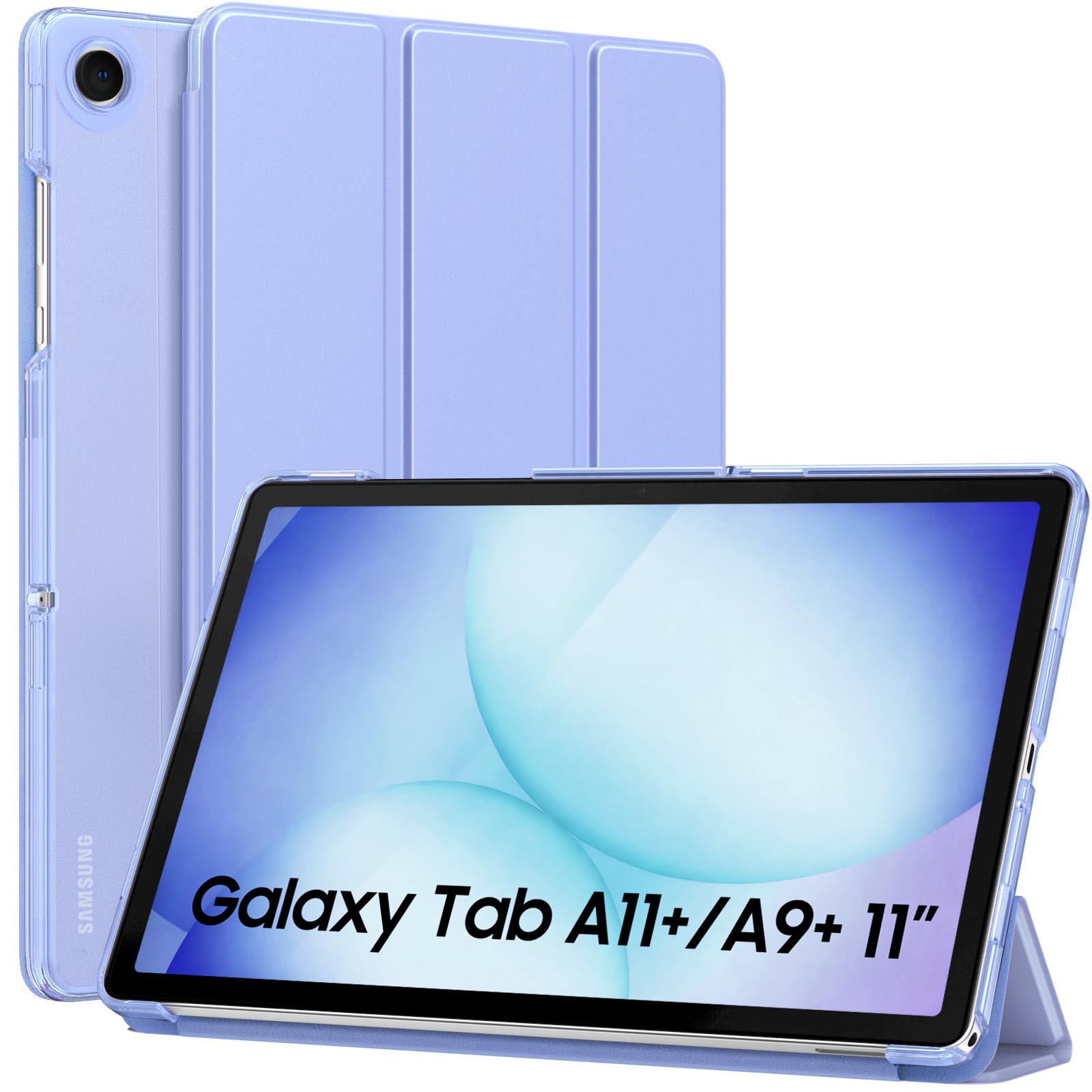 MoKo Hülle für Samsung Galaxy Tab A11+/A11 Plus/A9+ 11 Zoll 2025/2023, Leicht Stand mit Stabil PC Transluzent Rückseite für Galaxy Tab A11+/A9 Plus Tablet, Auto Aufwachen/Schlafen, Lavendel Violett