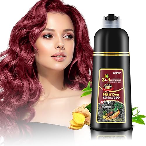 Leorx 3 In 1 Wine Red Color Hair Dye shampoo,