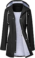 LOMON Women's Waterproof Long Hooded Raincoat Trench Coat Lined Windbreaker Jacket S-XXL