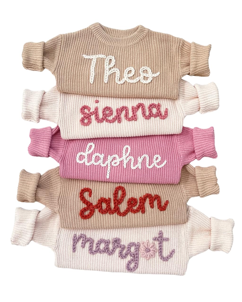 Personalized Baby Sweater, Customized Baby Knit Sweater with Hand-Embroidered Name and Monogram, Custom Name Baby Boy Baby Girl Toddler Gift for Birthday, Baby Shower, Christmas Gift