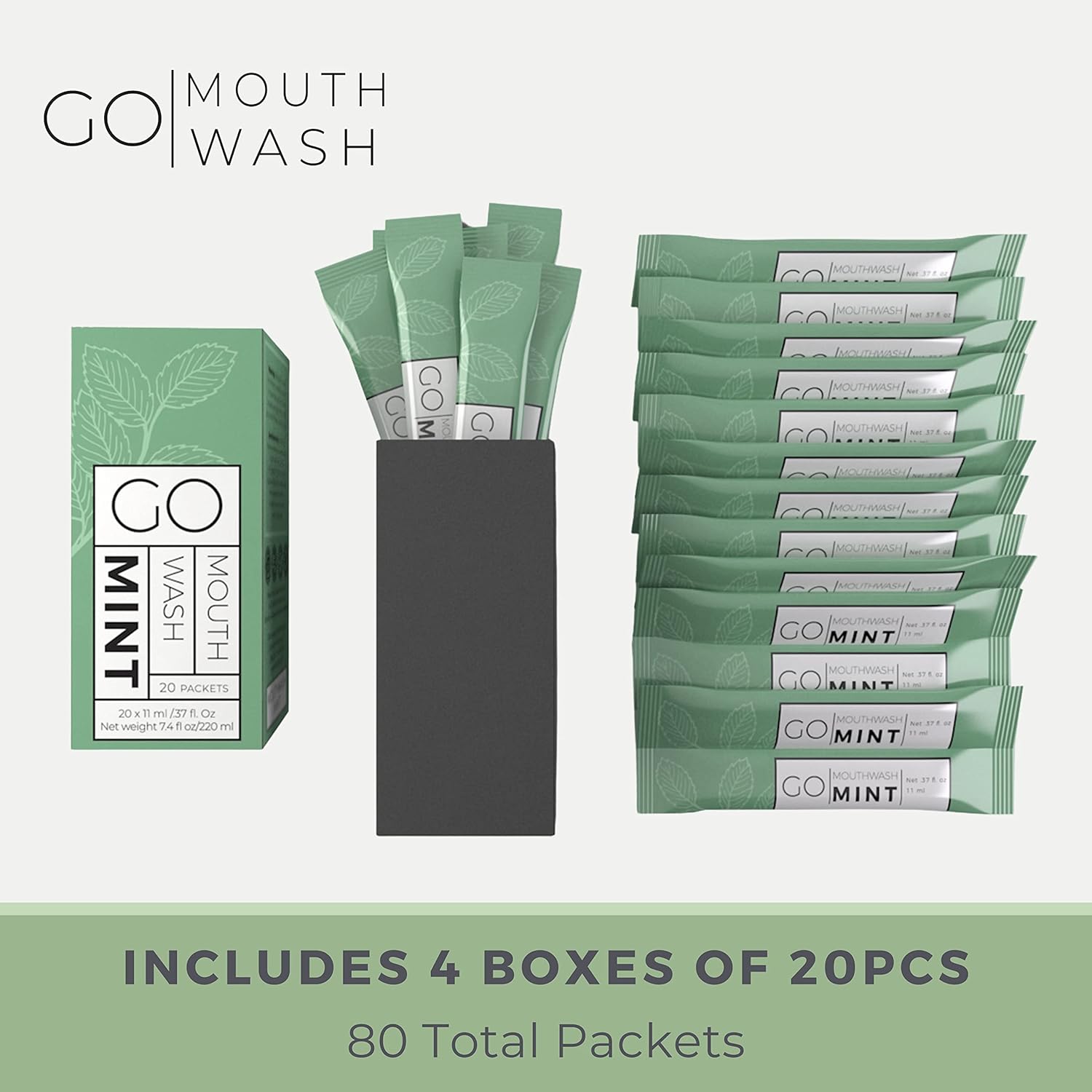 GO Travel Size Mint Mouthwash Packets - TSA Compliant, Reduces Bottle Waste, Fresh Breath On-The-Go