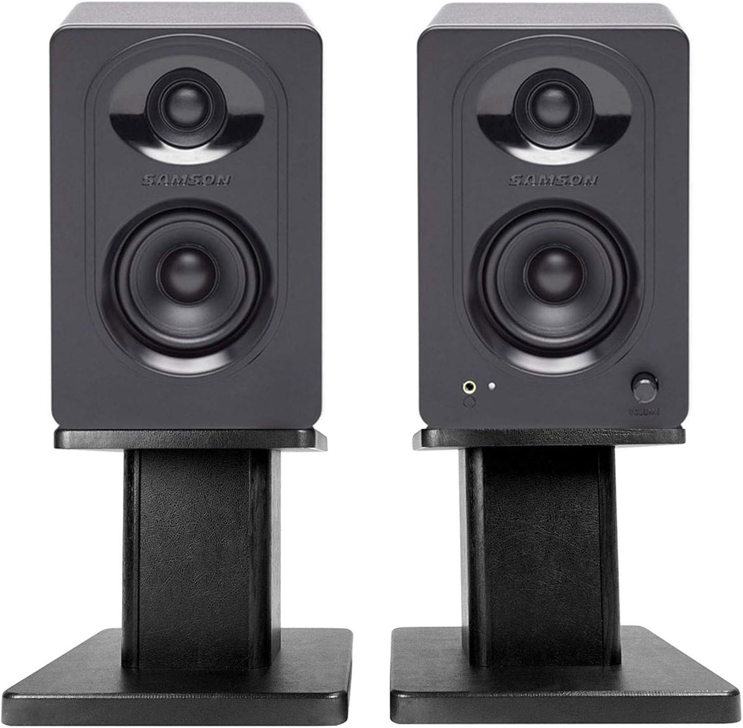 Audiosavings Bundle: (2) Samson M50 5″ Powered Studio/Podcast Reference Monitors Speakers Bundle with (2) Rockville RHT8B Computer/Bookshelf Desktop Speaker/Studio Monitor Stands-Black (4 Items) Audiosavings Bundle: (2) Samson M50 5″ Powered Studio/Podcast Reference Monitors Speakers Bundle with (2) Rockville RHT8B Computer/Bookshelf Desktop Speaker/Studio Monitor Stands-Black (4 Items)