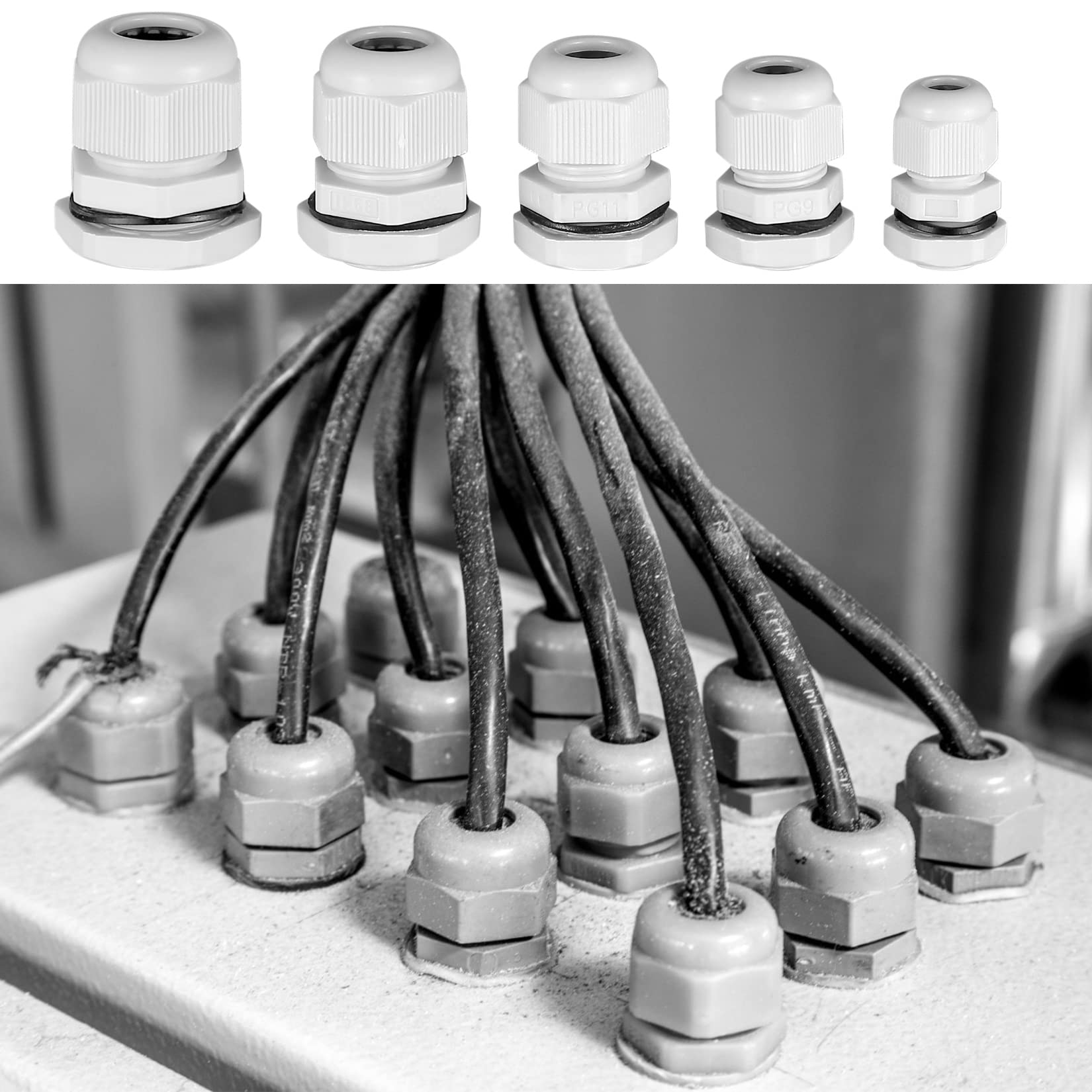 25 Pièces Presse-étoupes Nylon - PG7 à PG16 - Étanches IP68 - Pour Câbles électriques
