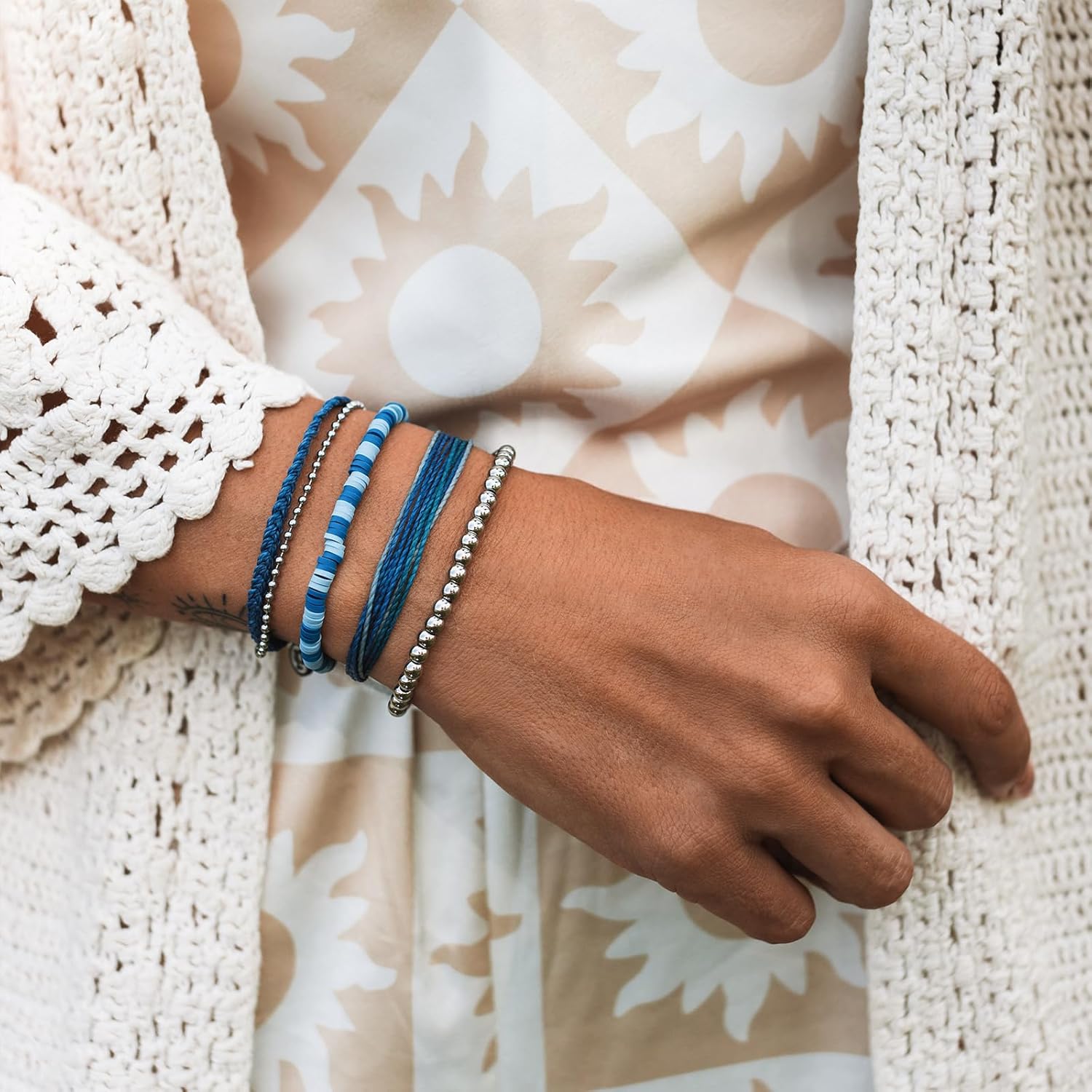 Pura Vida Bracelet Deep Sea Bracelet Stack, 4 Stackable Bracelets for Women